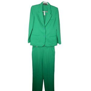 Vtg Act III Blazer Pant Suit Set Green Polyester Chic Pant Size 12 Jacket Sze 14